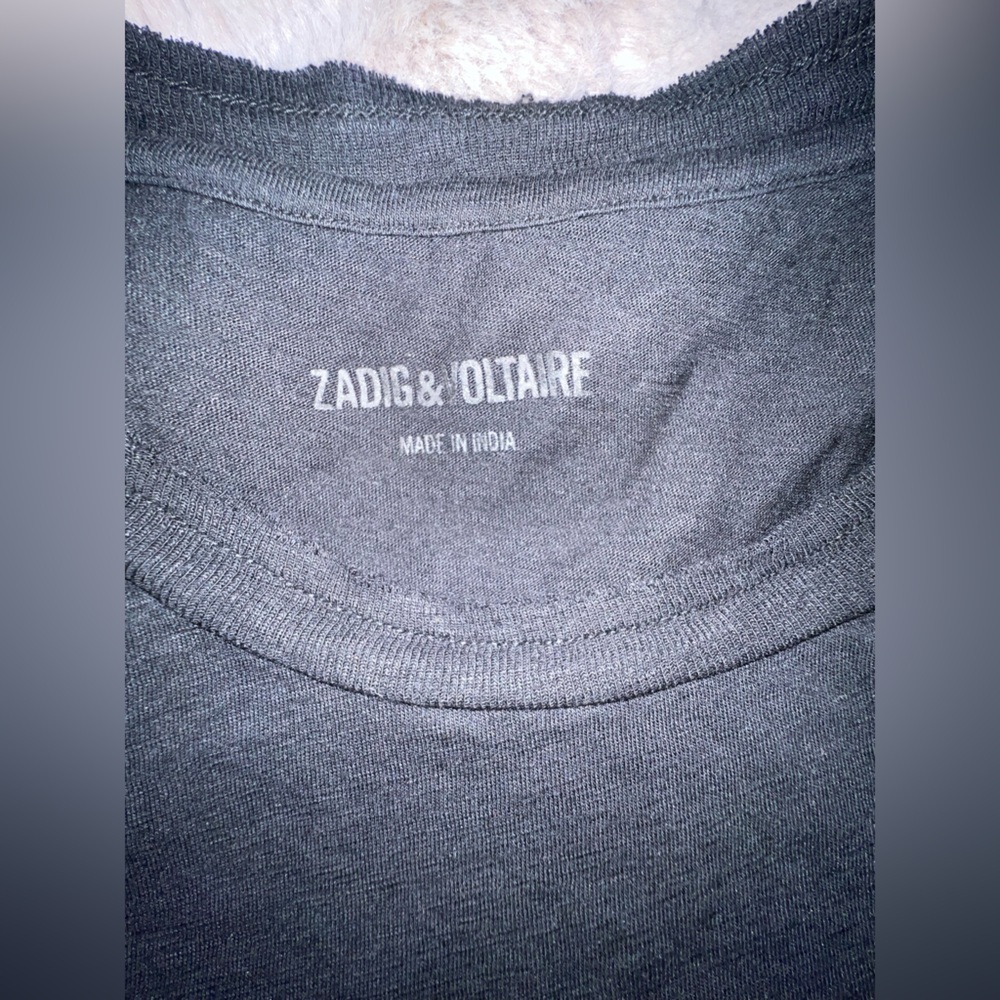 Zadig & Voltaire Skinny Mon Amour Foil Tee Shirt Black - Picture 9 of 13